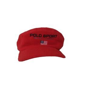 Polo Sport Ralph Lauren Fleece Baseball Cap Flag Embroidered USA Newsboy Hat